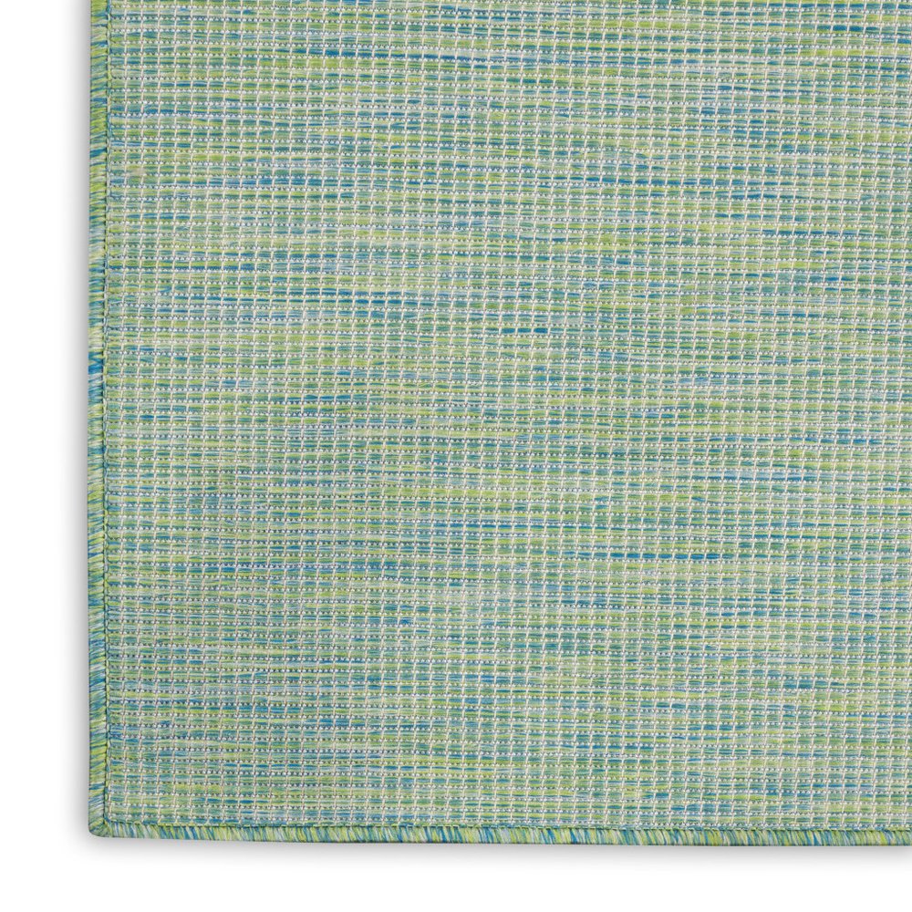 10' Blue and Green Power Loom Indoor Outdoor Runner Rug