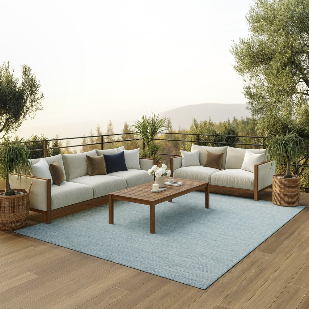 8' X 10' Aqua Indoor Outdoor Area Rug