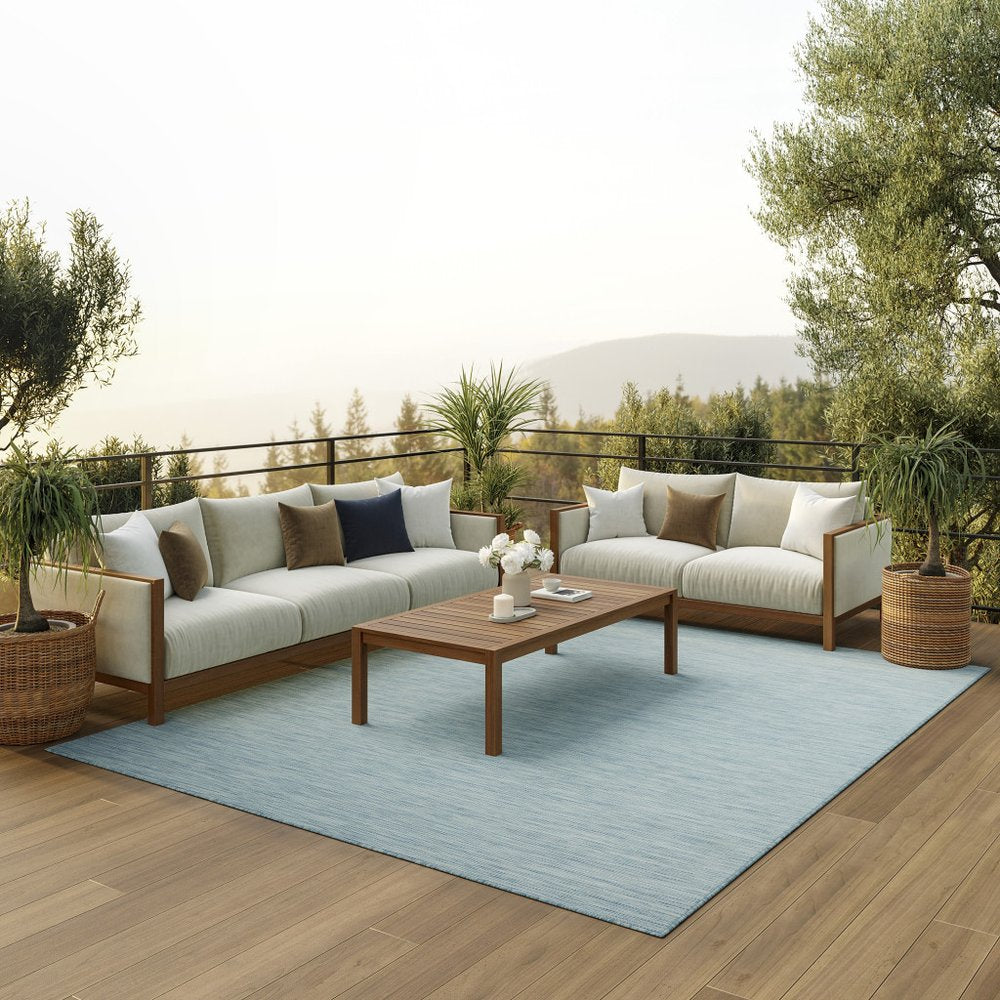 7' X 10' Aqua Indoor Outdoor Area Rug