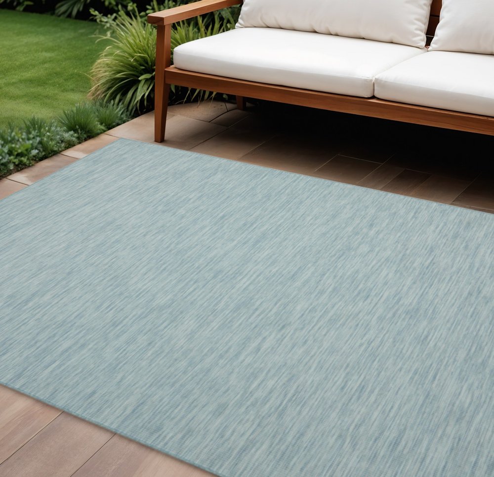 6' X 9' Aqua Indoor Outdoor Area Rug