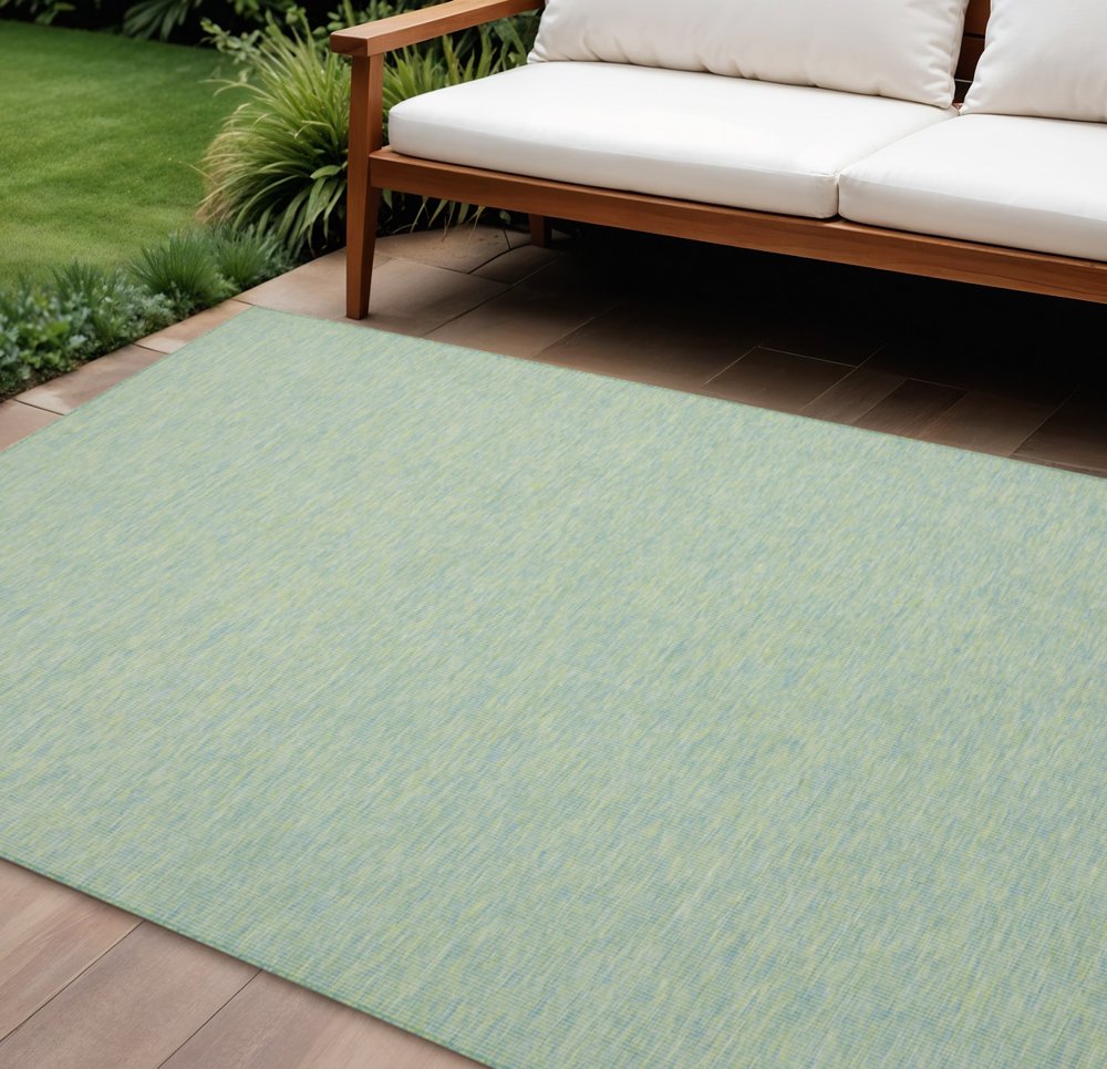 7' X 10' Blue and Green Indoor Outdoor Area Rug