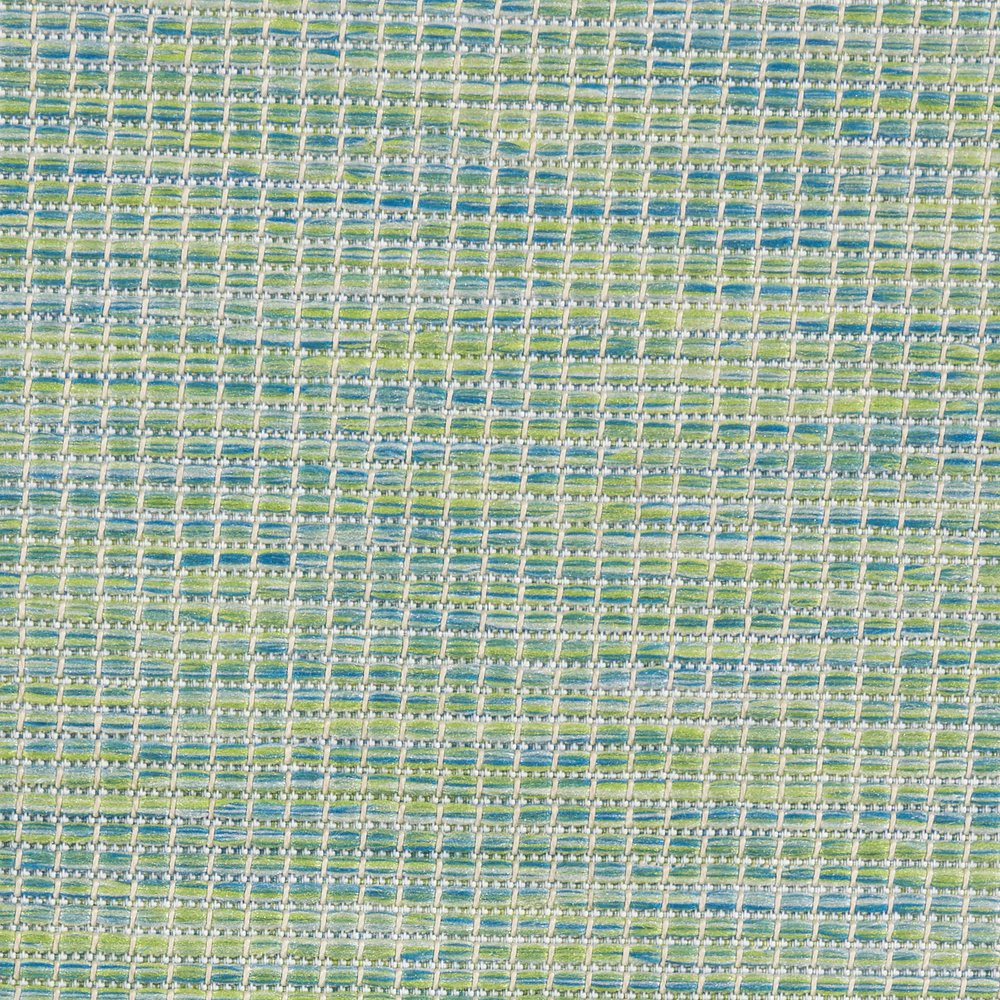 5' X 7' Blue and Green Indoor Outdoor Area Rug