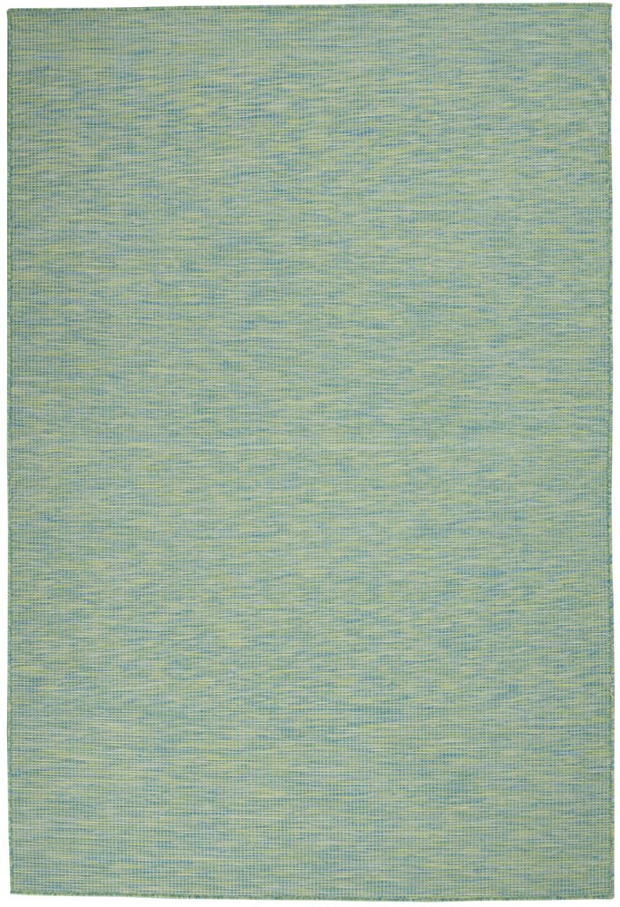 5' X 7' Blue and Green Indoor Outdoor Area Rug