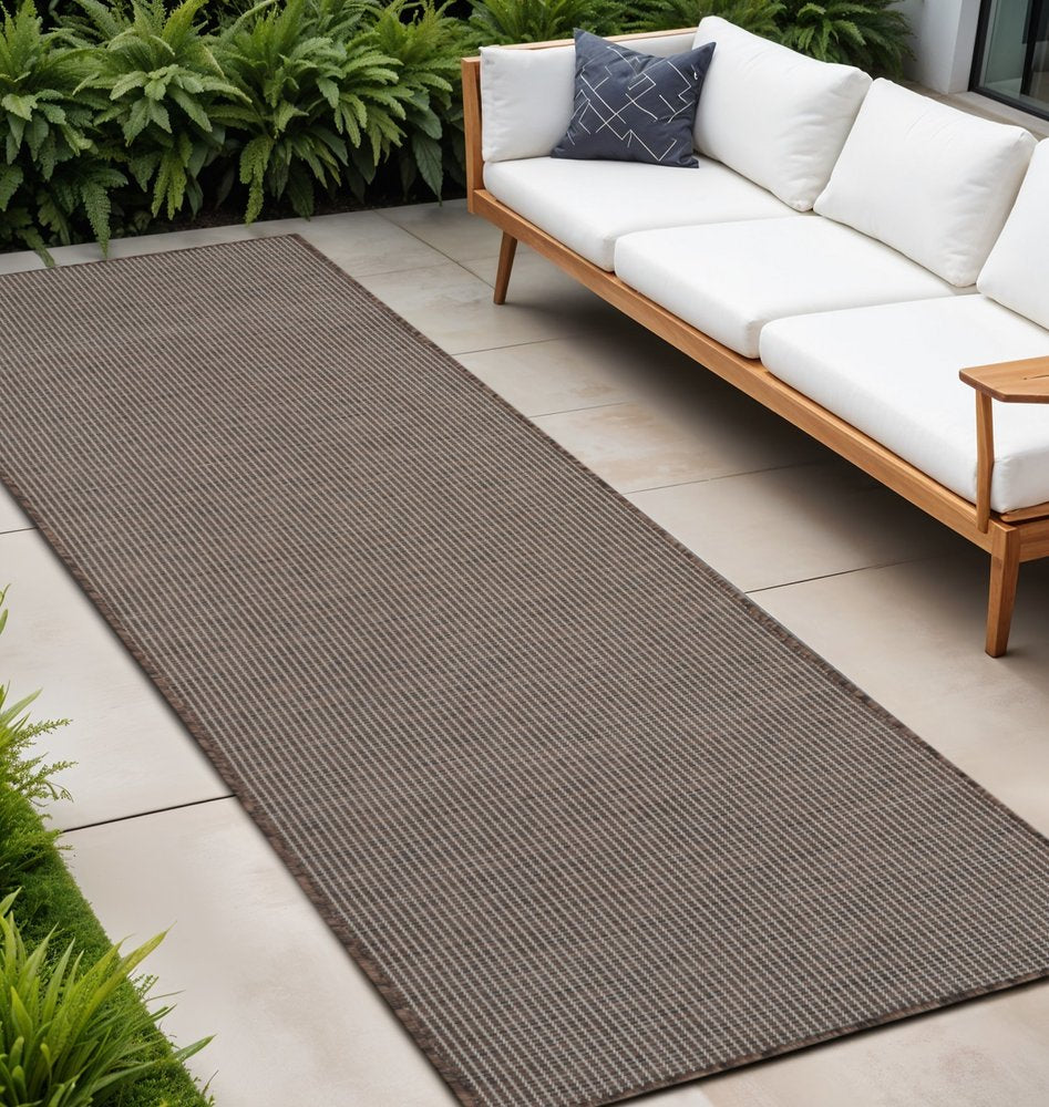 8' Brown Power Loom Runner Rug