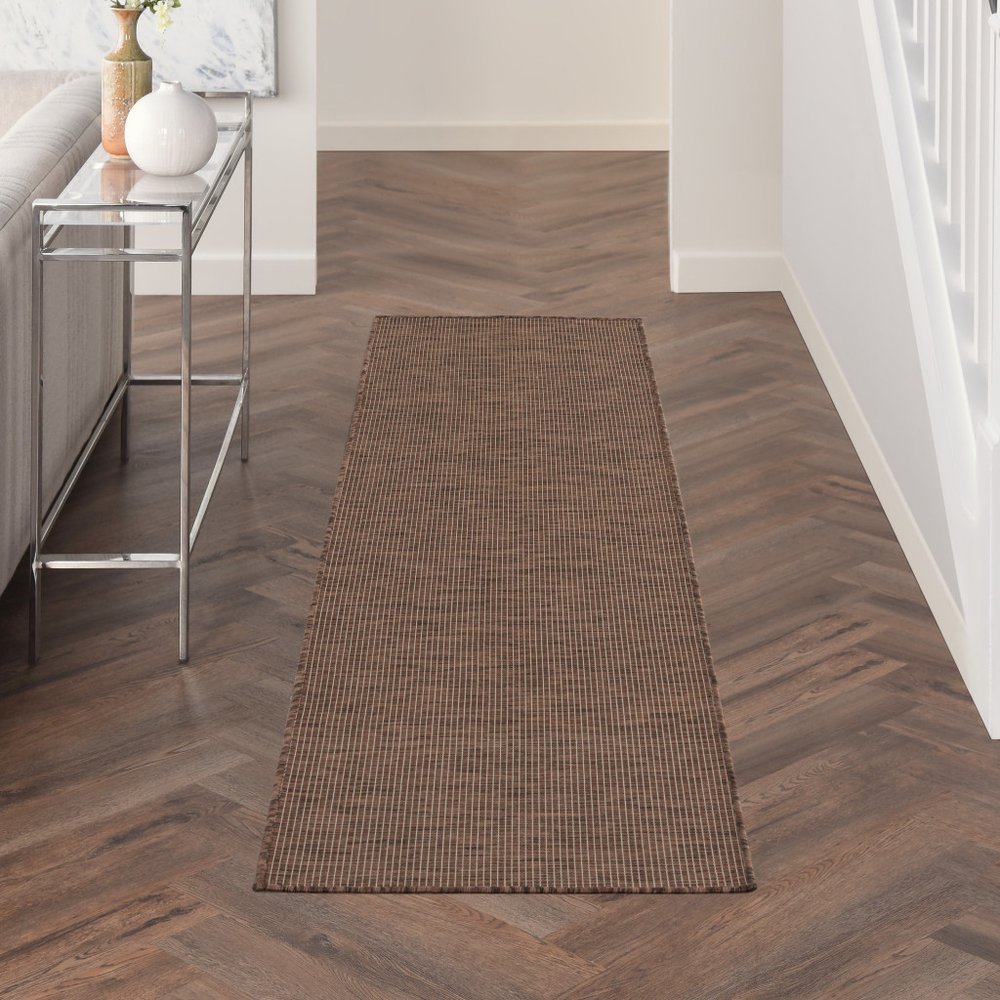 8' Brown Power Loom Runner Rug