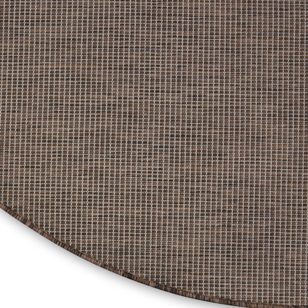 8' Brown Round Power Loom Area Rug
