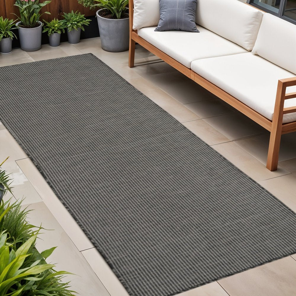 8' Charcoal Indoor Outdoor Runner Rug
