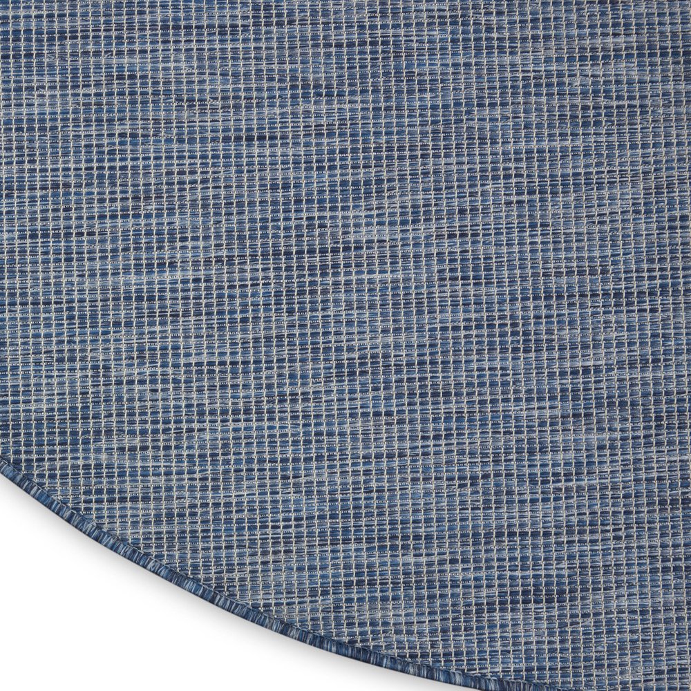 8' Navy Blue Round Power Loom Area Rug