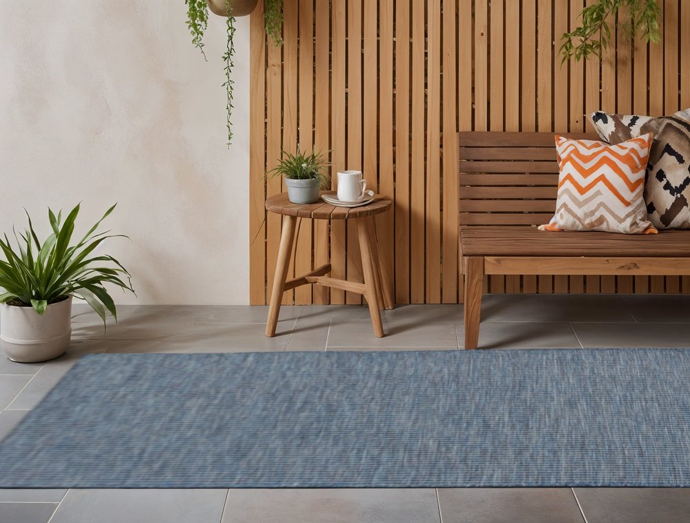 12' Navy Blue Power Loom Runner Rug
