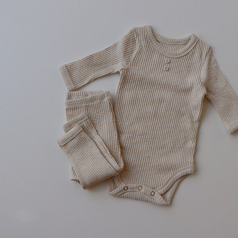 New Baby Long-sleeved Pit Strip Romper Pants Suit