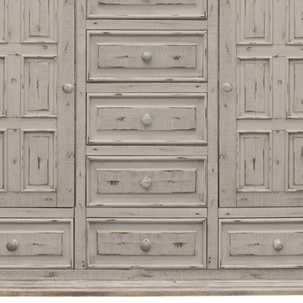 64" White Solid Wood Seven Drawer Gentlemens Chest