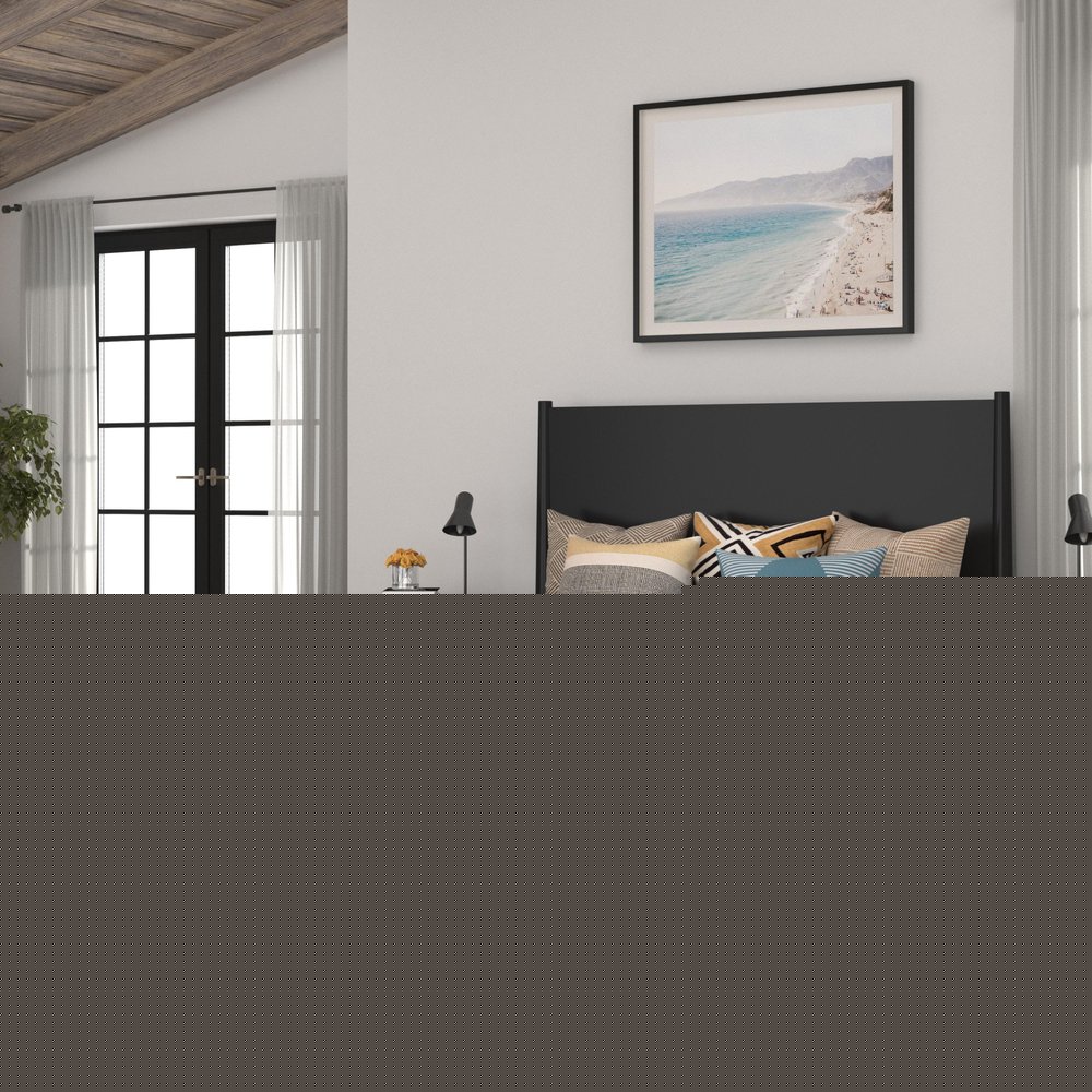 Black Solid Wood Queen Bed Frame