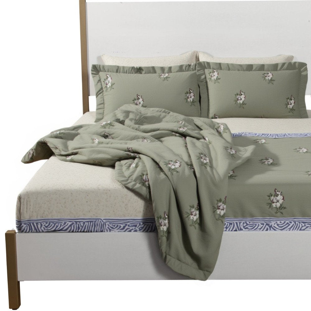 Natural and White Solid Wood And Upholstery Full Bed Frame