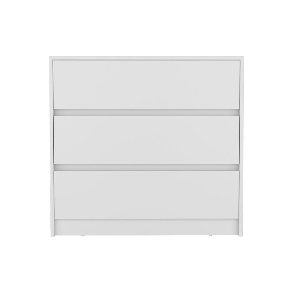 33" White Wood Three Drawer Dresser
