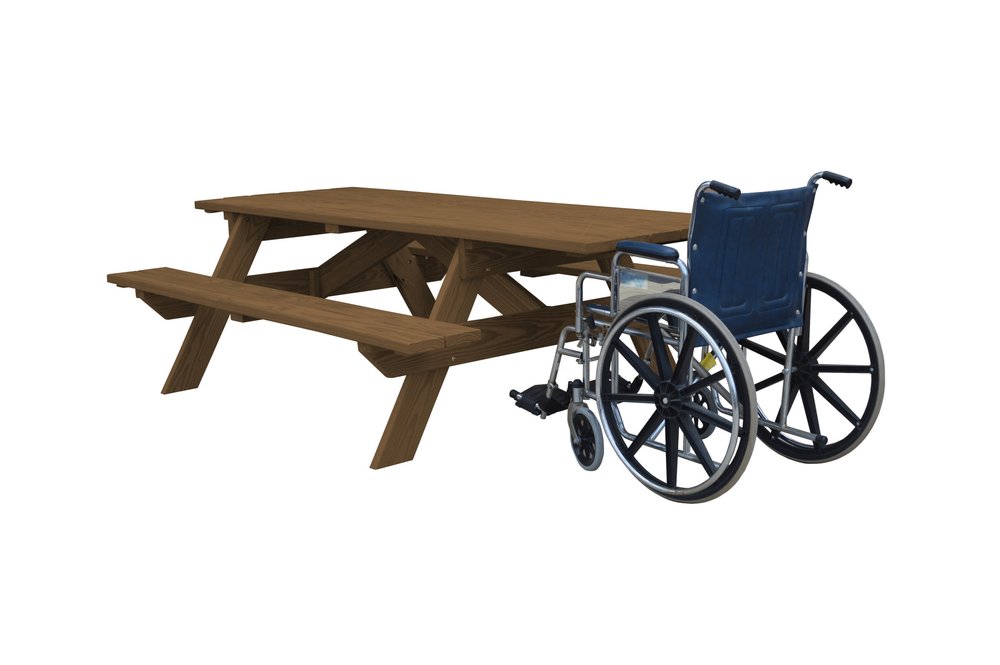 94" Brown Solid Wood Outdoor Picnic Table