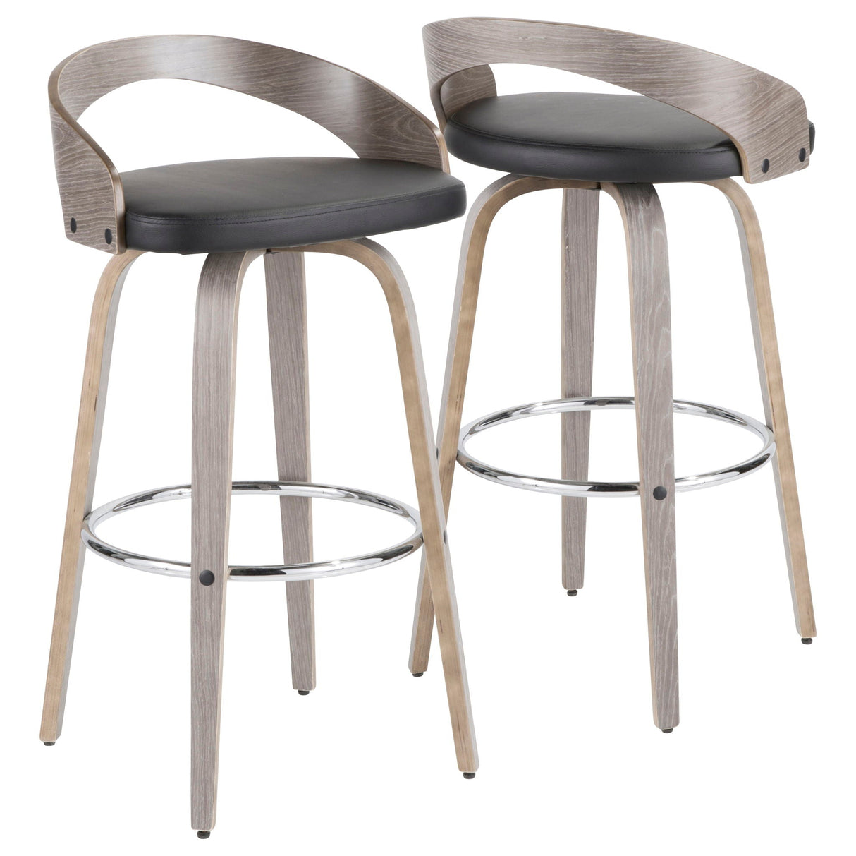 Grotto - Contemporary Fixed Height Barstool With Swivel With Round Footrest (Set of 2) by Couch.com