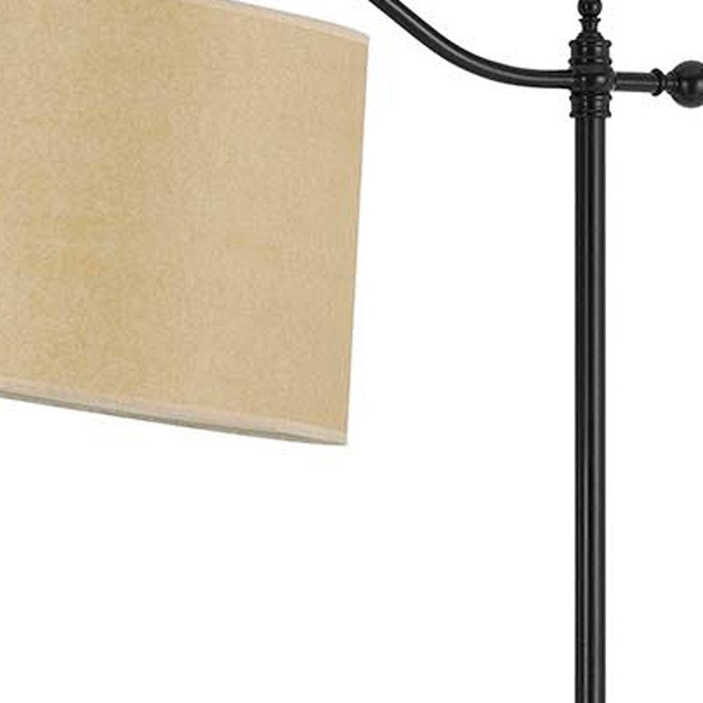 63" Bronze Metal Adjustable Floor Lamp With Tan Paper Square Shade