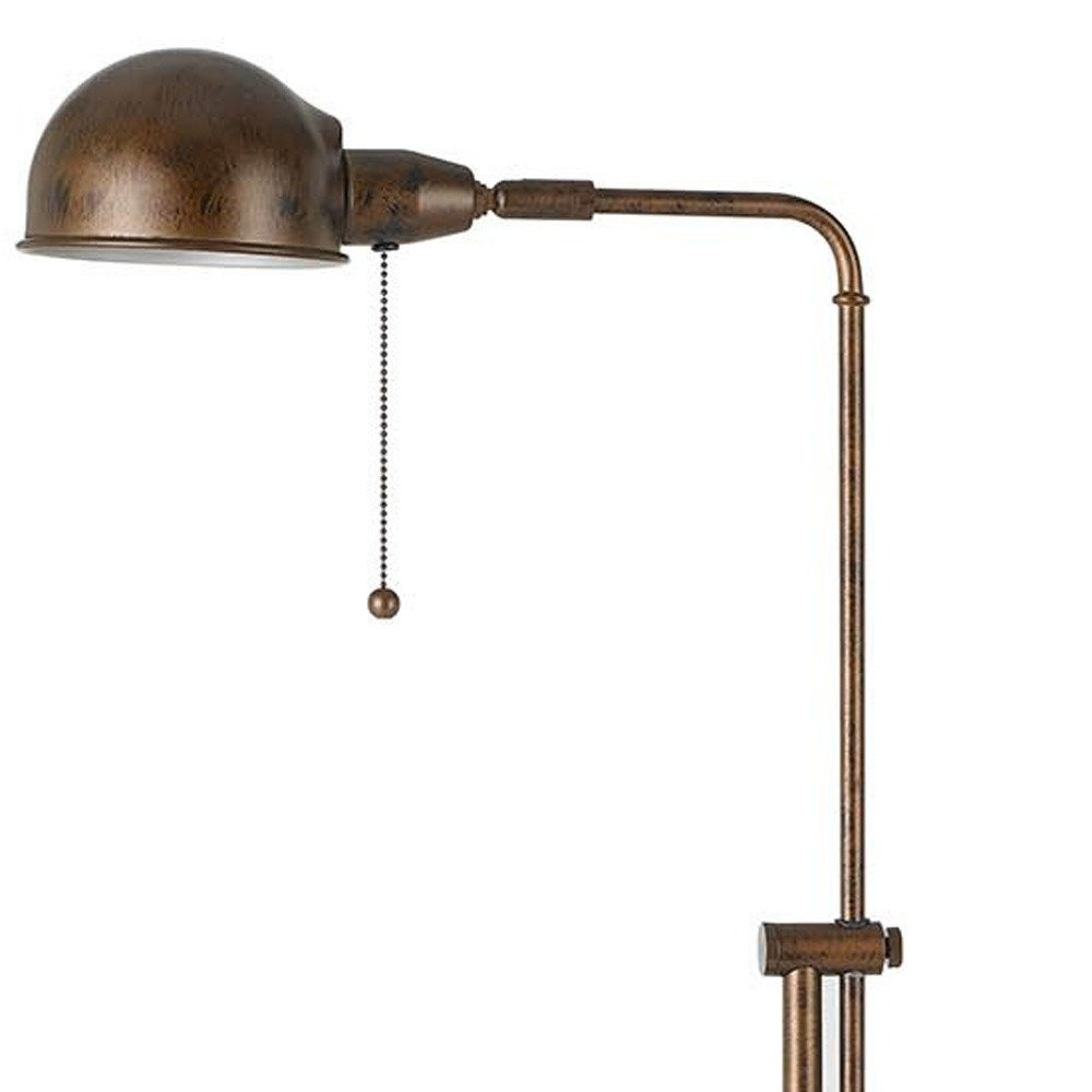 58" Rust Metal Adjustable Swing Arm Floor Lamp With Rust Metal Dome Shade