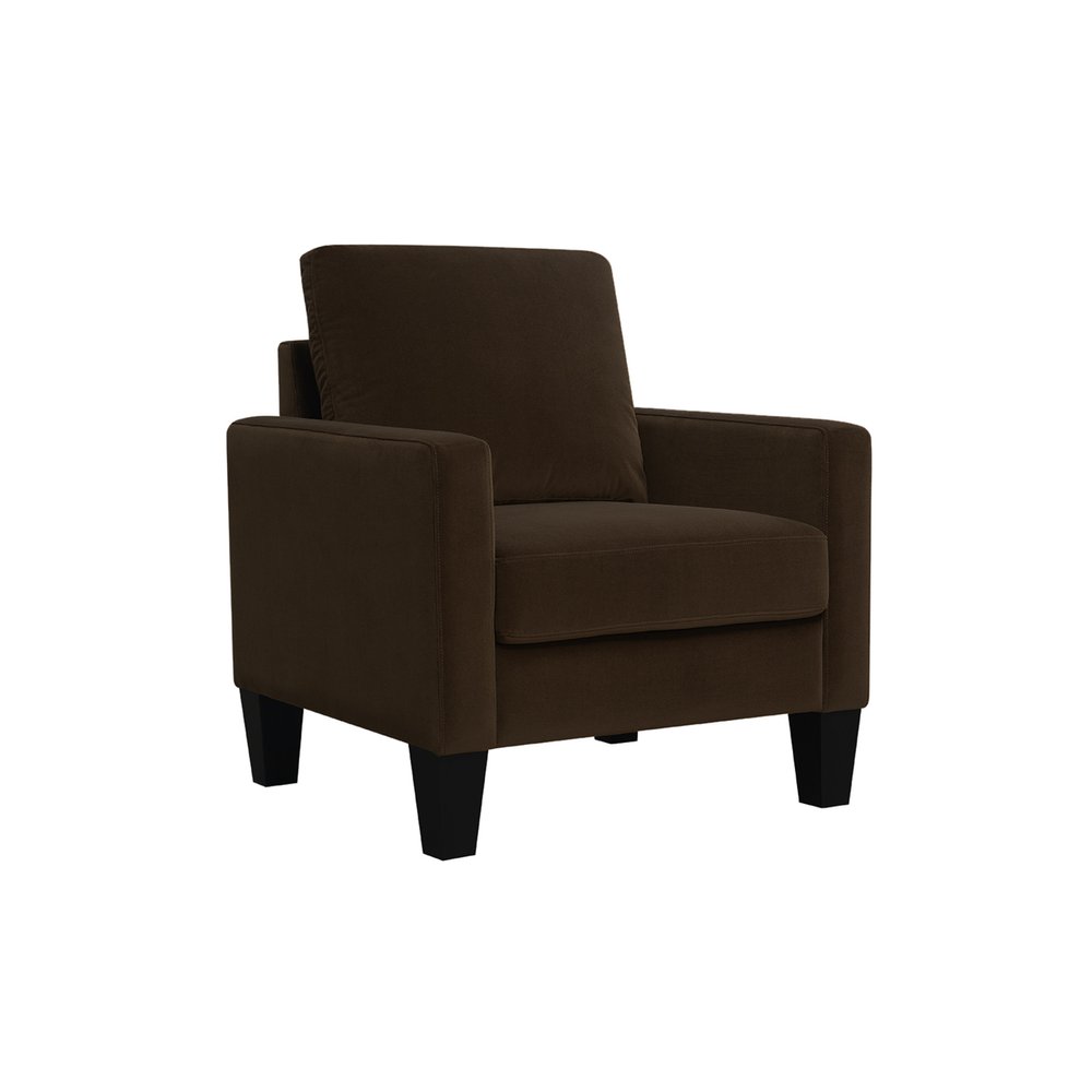 32" Dark Brown and Black Upholstered Arm Chair