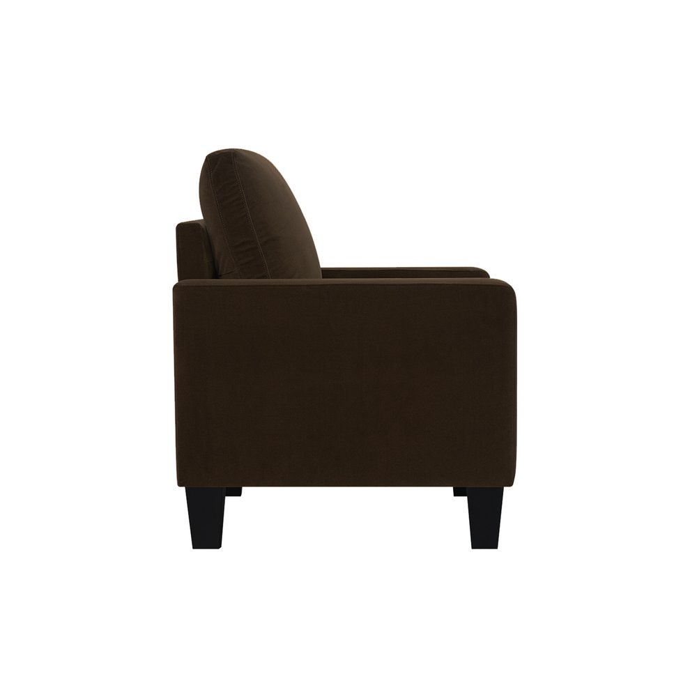 32" Dark Brown and Black Upholstered Arm Chair