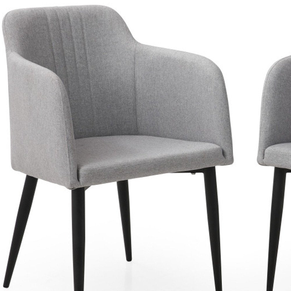 Set of Two 23" Light Gray and Black Upholstered Arm Chair