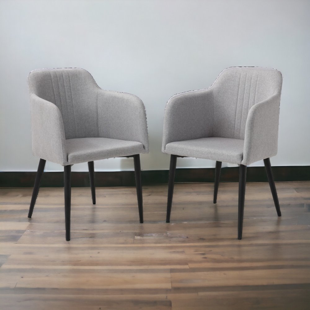 Set of Two 23" Light Gray and Black Upholstered Arm Chair