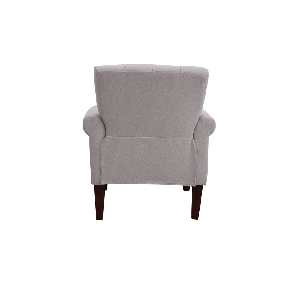 30" Light Gray and Brown Upholstered Arm Chair
