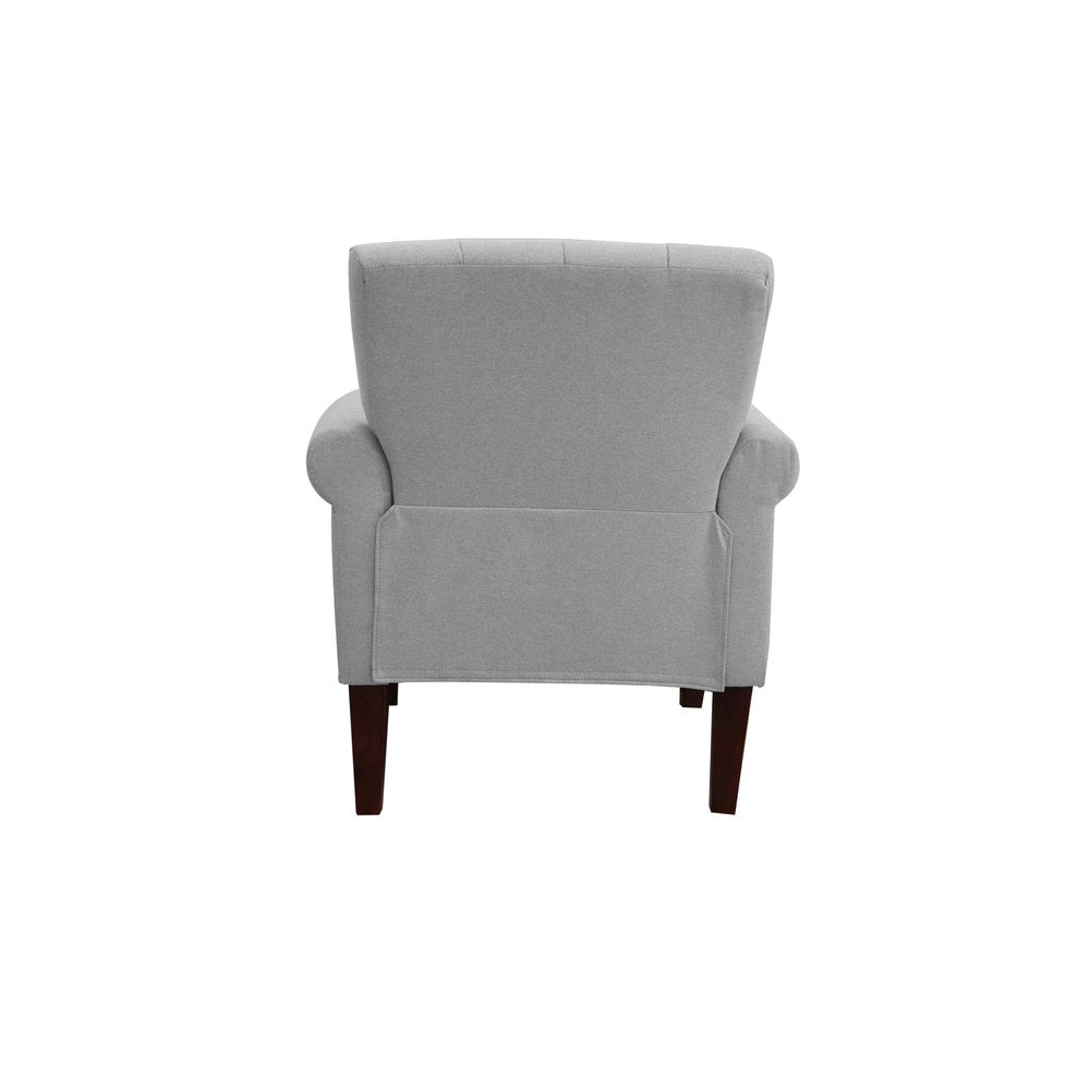 30" Light Gray and Brown Upholstered Arm Chair
