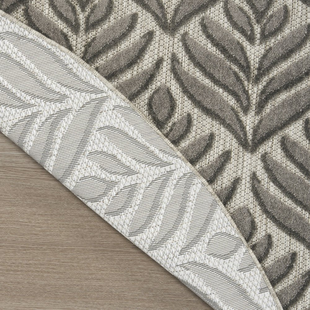 8' Charcoal Round Floral Indoor Outdoor Area Rug