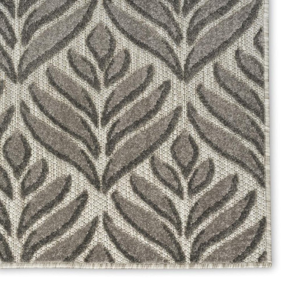 3' X 4' Charcoal Floral Indoor Outdoor Area Rug
