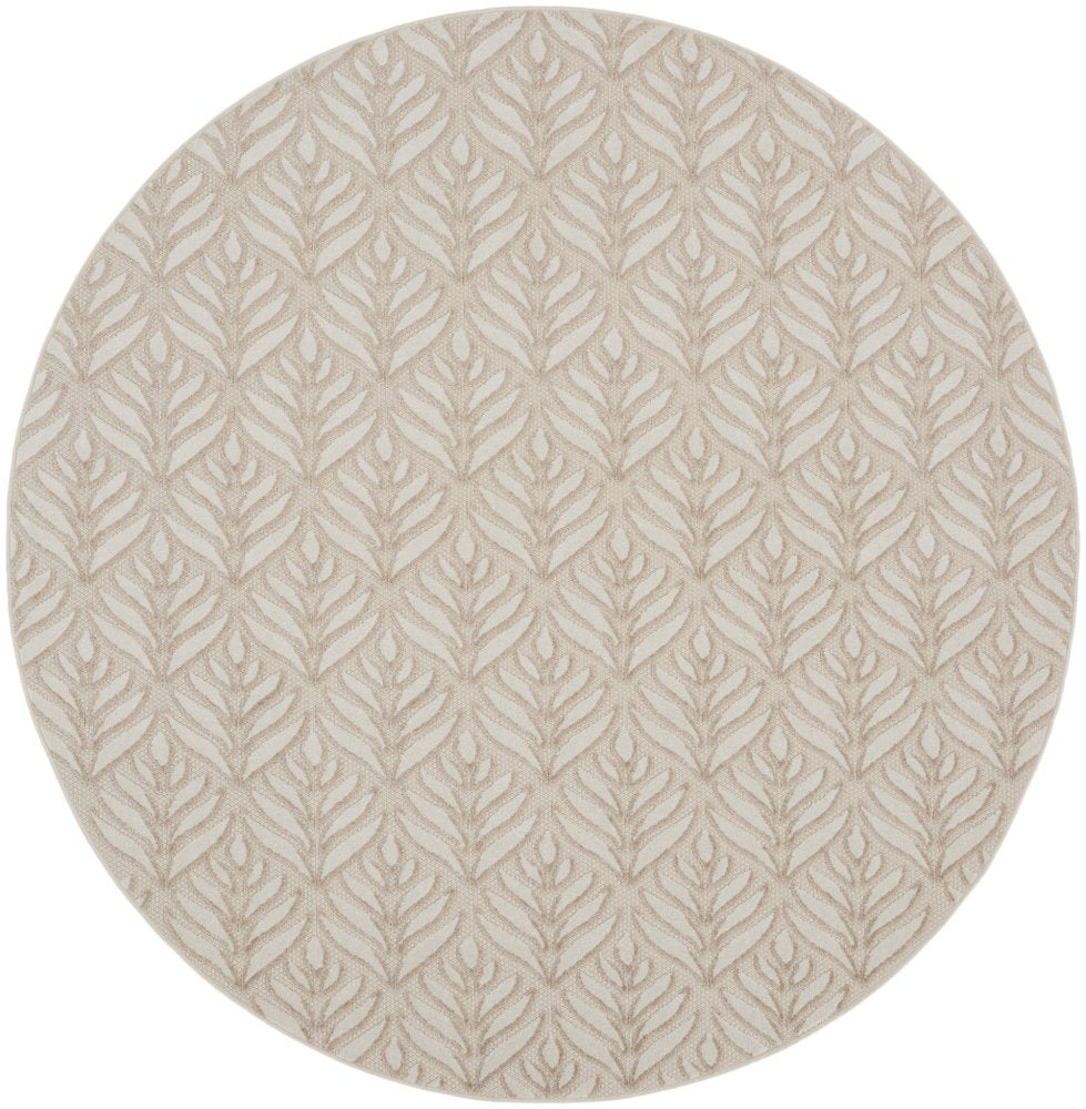 8' Gray and Ivory Round Floral Indoor Outdoor Area Rug