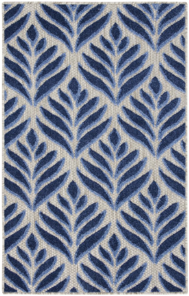 3' X 4' Blue Floral Indoor Outdoor Area Rug