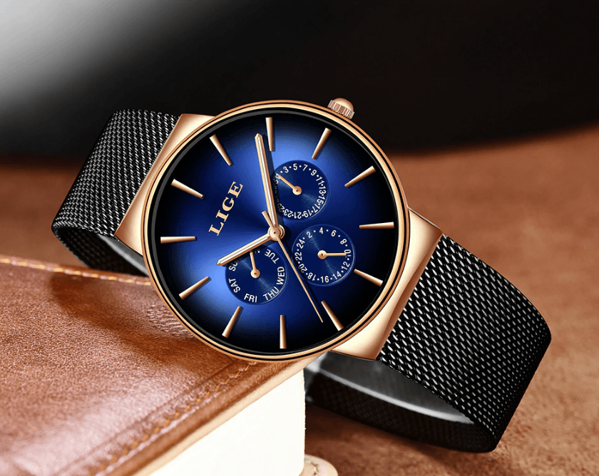 Men's Elegant Watch With Stainless Steel Straps And Chronometers For Day And Date Display Unique Design Perfect Gift For Man And Women