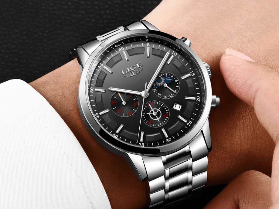 Men's Waterproof Watch With Chronometers And Date Display Unique Design Perfect Gift