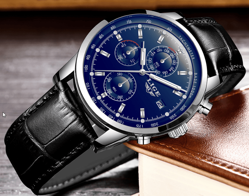 Men's Waterproof Watch With Chronometers Date Display And Fluorescent Pointers Excellent Look Perfect Gift