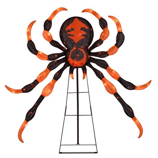 52 Inch Halloween Spider Decoration with 16 Flickering Warm White LEDs