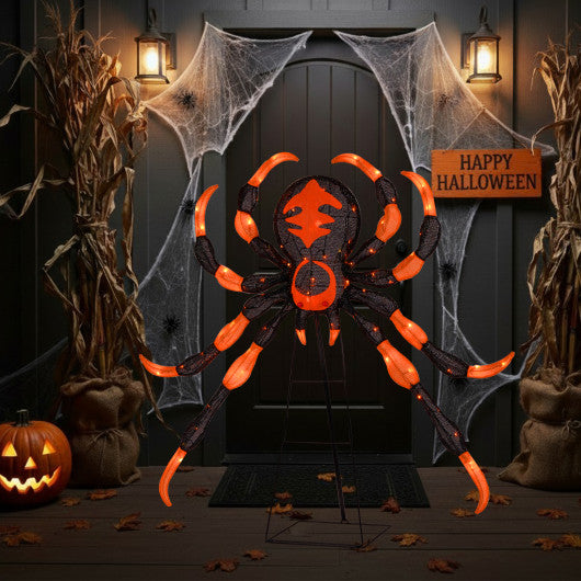52 Inch Halloween Spider Decoration with 16 Flickering Warm White LEDs