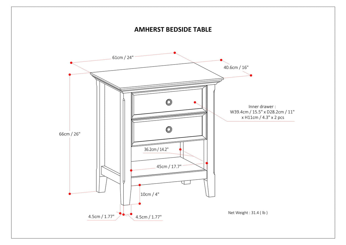 Amherst - Handcrafted Bedside Table