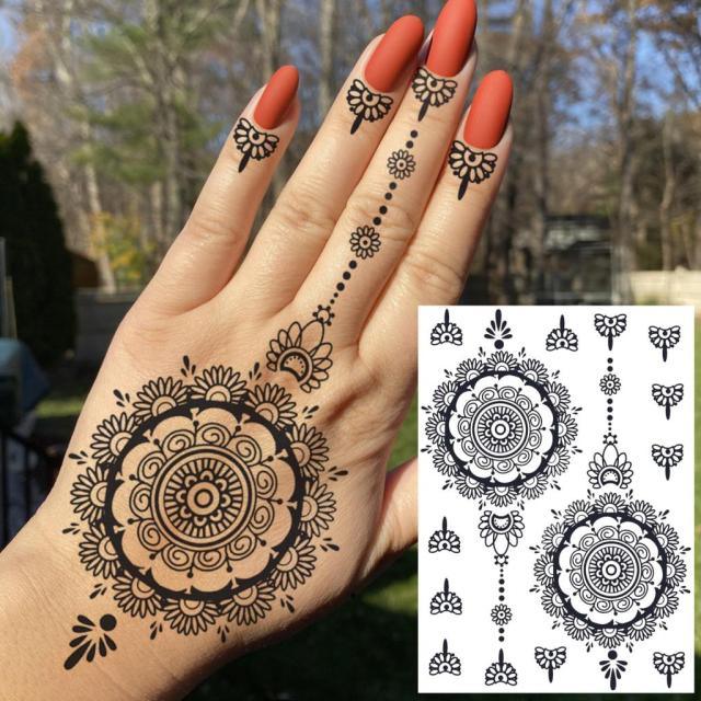 53 Sheets Black Lace Temporary Tattoos Sticker Butterfly Flower Fake Tatoo Sticker Sexy Black Henna Temporary Tattoos For Women