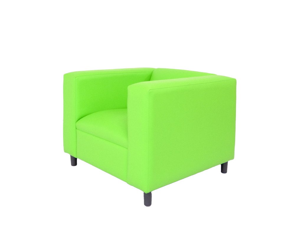 36" Neon Green and Black Faux Leather Club Chair