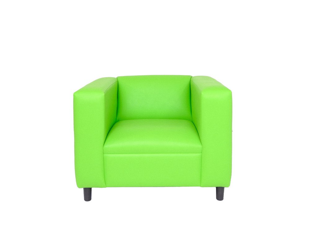 36" Neon Green and Black Faux Leather Club Chair