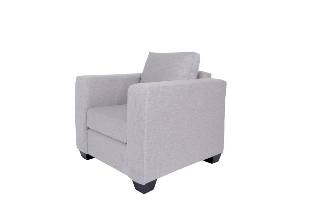36" Light Gray and Dark Brown Fabric Arm Chair