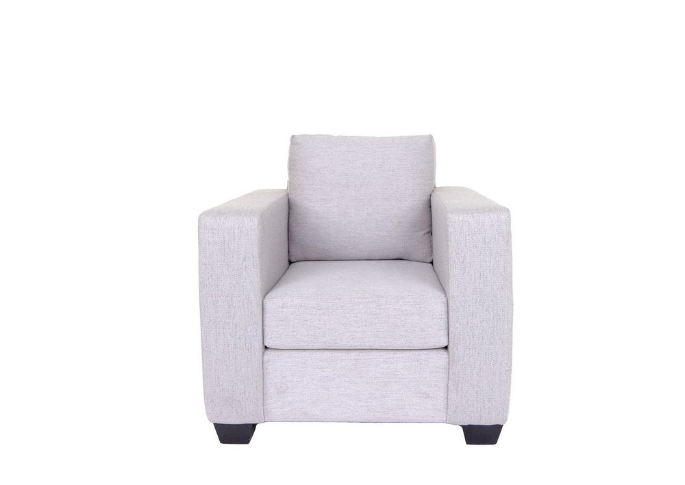 36" Light Gray and Dark Brown Fabric Arm Chair