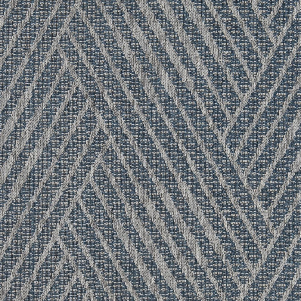 6' X 9' Gray and Blue Geometric Stain Resistant Indoor Outdoor Area Rug