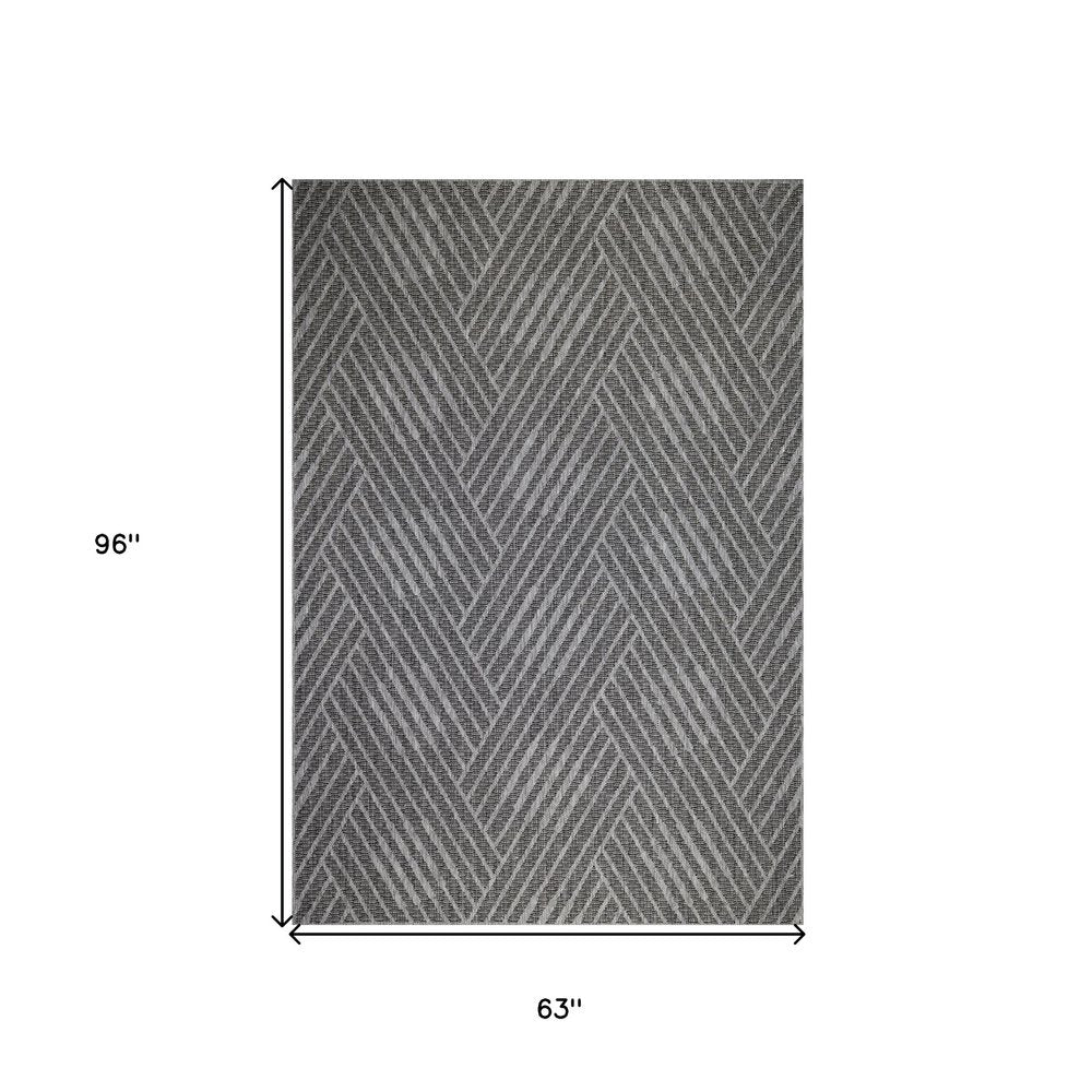 5' X 8' Gray Geometric Stain Resistant Indoor Outdoor Area Rug