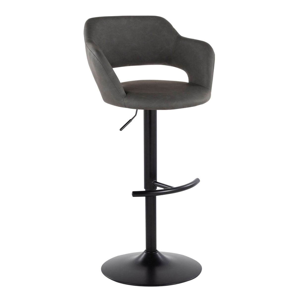 Margarite - Contemporary Adjustable Barstool With Swivel With Rounded T Footrest (Set of 2) by Couch.com