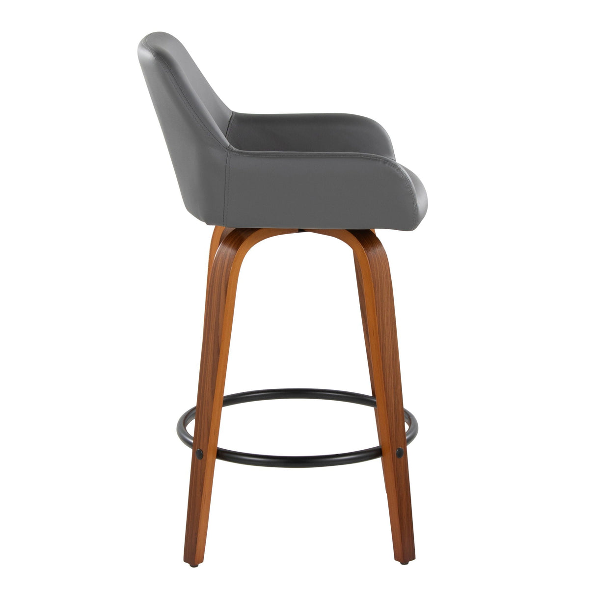 Daniella - Contemporary Fixed Height Counter Stool With Swivel With Round Footrest (Set of 2) by Couch.com