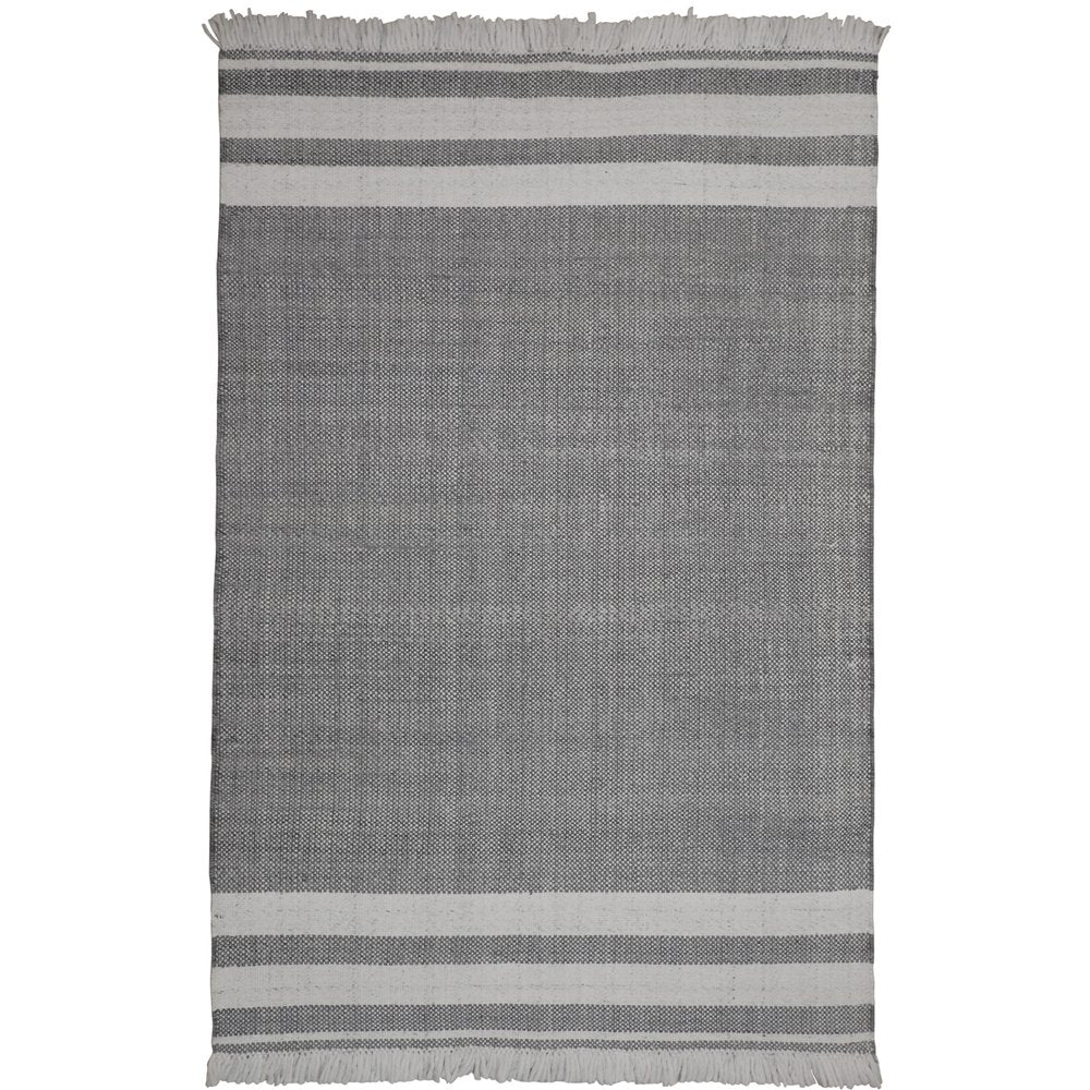 5' X 7' Dark Gray Striped Handmade Indoor Outdoor Area Rug