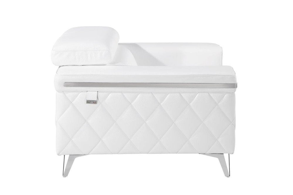 42" White And Silver Top Grain Leather Club Chair