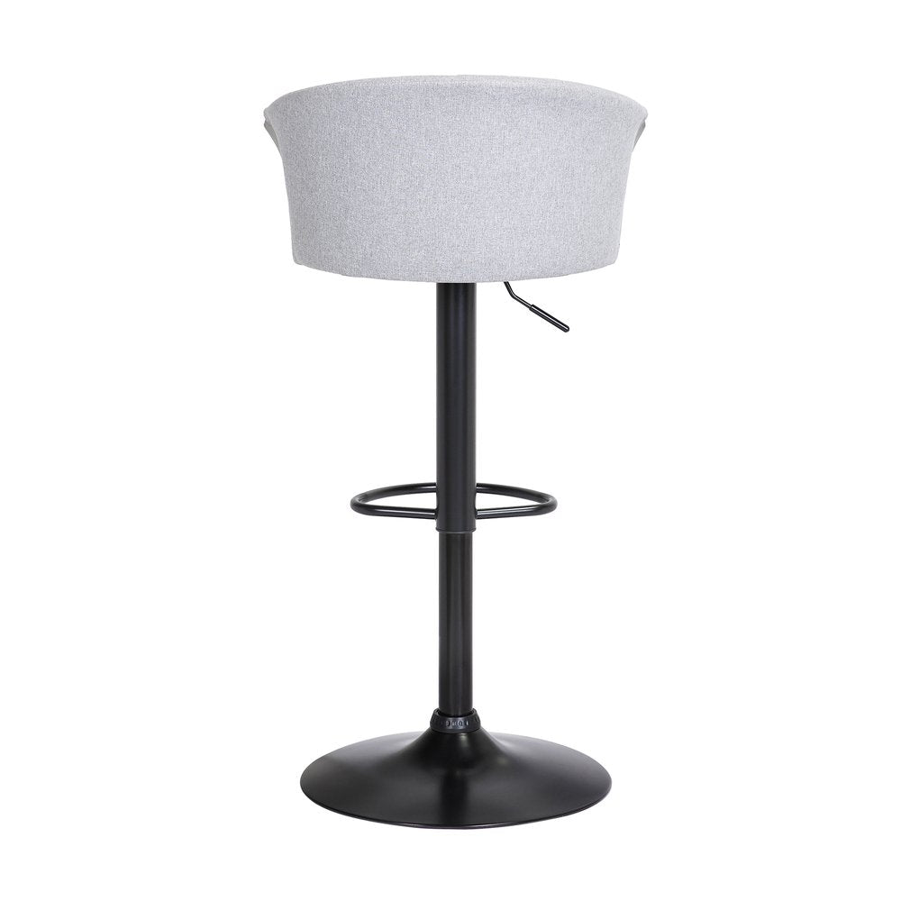 Light Gray and Black Fabric with Metal Swivel Adjustable Height Bar Chair